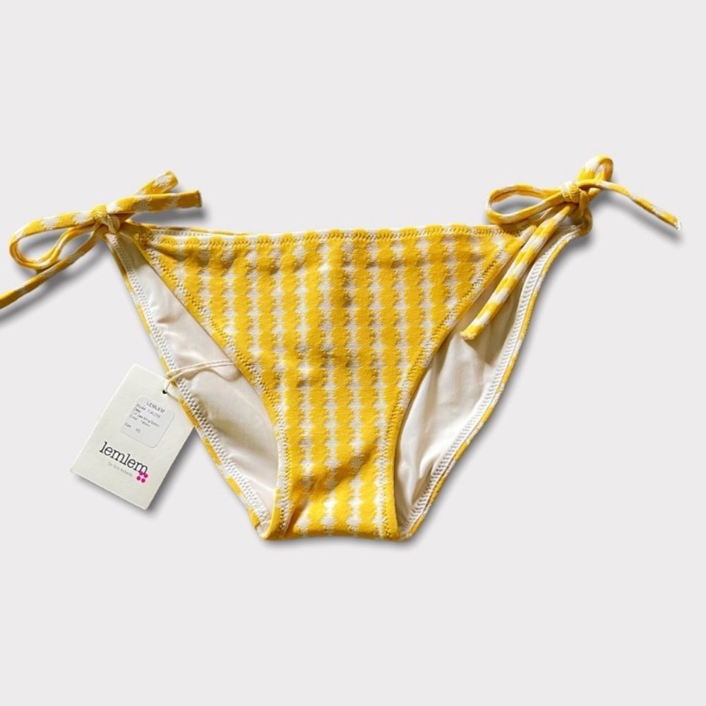 NWT LemLem Zala Printed Side Tie Bikini Bottom. Yellow. Medium - Picture 5 of 10